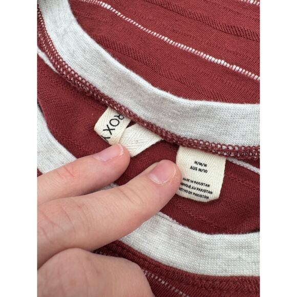 Roxy Sunny Summer Dress Sleeveless Maroon and White Medium - Picture 4 of 4